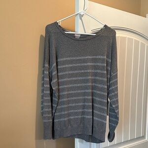 Gray Striped Long Sleeve Top and pants sweater set